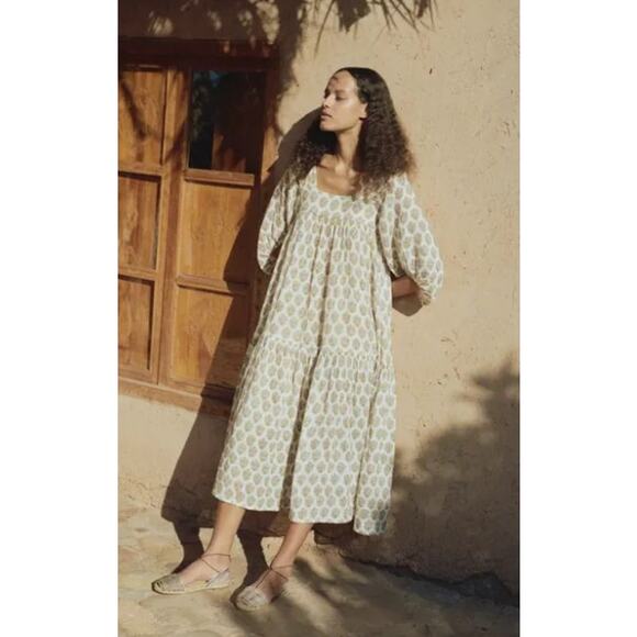 ANAAK JamilaTiered Maxi Print dress, Ecru, Size 2, 100% cotton - Picture 10 of 14